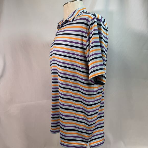 Walter Hagen Golf Shirt L Blue Stripe Polo Short Sleeve Poly Stretch - Picture 3 of 8